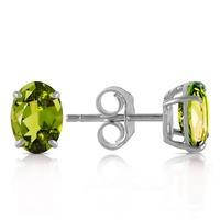 Peridot Stud Earrings 1.8ctw in 9ct White Gold