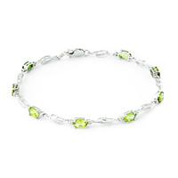 Peridot and Diamond Classic Tennis Bracelet 3.38ctw in 9ct White Gold