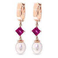 pearl and pink topaz droplet huggie earrings 95ctw in 9ct rose gold