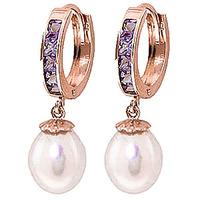 Pearl and Amethyst Huggie Earrings 9.3ctw in 9ct Rose Gold