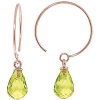 Peridot Eclipse Briolette Circle Wire Earrings 1.35ctw in 9ct Rose Gold