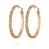 Peridot Metro Hoop Earrings 6.0ctw in 9ct Rose Gold