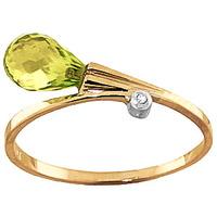 Peridot and Diamond Droplet Ring 1.5ct in 9ct Gold