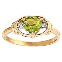 Peridot and Diamond Ring 0.6ct in 9ct Gold