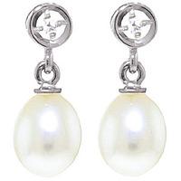 Pearl and Diamond Drop Earrings 8.0ctw in 9ct White Gold