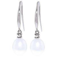 pearl and diamond drop earrings 80ctw in 9ct white gold