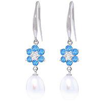 pearl diamond and blue topaz daisy chain drop earrings 895ctw in 9ct w ...