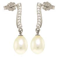 pearl and diamond droplet earrings 80ctw in 9ct white gold