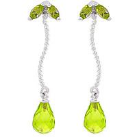 Peridot Teardrop Briolette Earrings 3.4ctw in 9ct White Gold