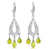 Peridot Mirage Briolette Drop Earrings 3.75ctw in 9ct White Gold