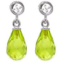 Peridot and Diamond Droplet Earrings 2.7ctw in 9ct White Gold