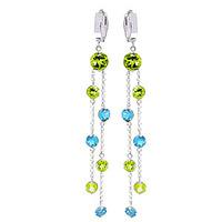 Peridot and Blue Topaz Roman Drop Earrings 8.99ctw in 9ct White Gold