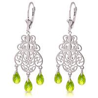 peridot trilogy briolette drop earrings 375ctw in 9ct white gold