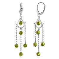 Peridot Faro Drop Earrings 3.0ctw in 9ct White Gold