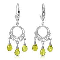 Peridot Trilogy Briolette Drop Earrings 3.75ctw in 9ct White Gold