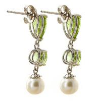 peridot and pearl droplet earrings 105ctw in 9ct white gold