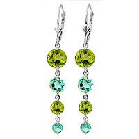 Peridot and Blue Topaz Quadruplo Drop Earrings 7.8ctw in 9ct White Gold