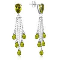 Peridot Comet Tail Drop Earrings 15.5ctw in 9ct White Gold