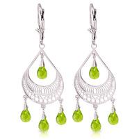 peridot mirage briolette drop earrings 675ctw in 9ct white gold