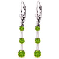 Peridot Bar Drop Earrings 2.5ctw in 9ct White Gold