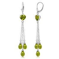 Peridot Vestige Heart Drop Earrings 9.5ctw in 9ct White Gold