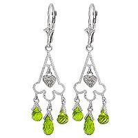 Peridot and Diamond Trilogy Drop Earrings 4.8ctw in 9ct White Gold