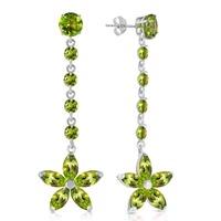 Peridot Daisy Chain Drop Earrings 4.8ctw in 9ct White Gold