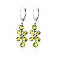 Peridot Blossom Drop Earrings 5.32ctw in 9ct White Gold