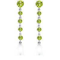 Peridot and Pearl by the Yard Drop Earrings 10.0ctw in 9ct White Gold