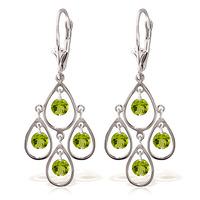 Peridot Quadruplo Milan Drop Earrings 2.4ctw in 9ct White Gold