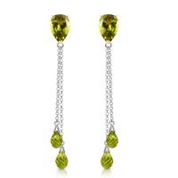 Peridot Droplet Earrings 7.5ctw in 9ct White Gold