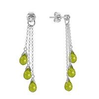 Peridot and Diamond Trilogy Droplet Earrings 10.5ct in 9ct White Gold