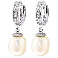 pearl and diamond huggie earrings 80ctw in 9ct white gold