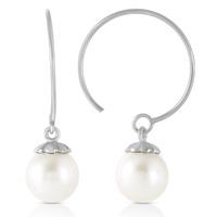 Pearl Eclipse Circle Wire Earrings 4.0ctw in 9ct White Gold