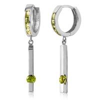 Peridot Bar Drop Earrings 1.35ctw in 9ct White Gold