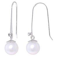 pearl and diamond drop earrings 40ctw in 9ct white gold