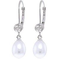 pearl and diamond drop earrings 80ctw in 9ct white gold