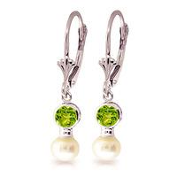 pearl and peridot drop earrings 27ctw in 9ct white gold