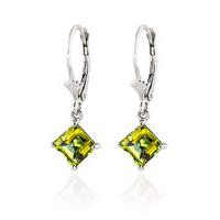 Peridot Drop Earrings 3.2ctw in 9ct White Gold