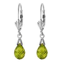 Peridot Droplet Briolette Earrings 4.5ctw in 9ct White Gold