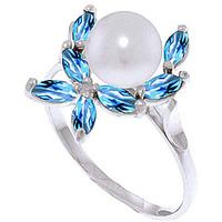 pearl and blue topaz ivy ring 265ctw in 9ct white gold