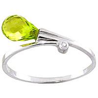 peridot and diamond droplet ring 15ct in 9ct white gold