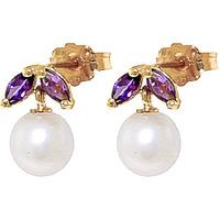 pearl and amethyst snowdrop stud earrings 44ctw in 9ct gold