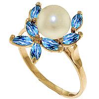 Pearl and Blue Topaz Ivy Ring 2.65ctw in 9ct Gold