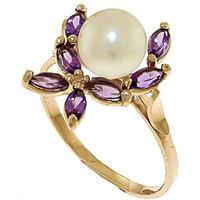 pearl and amethyst ivy ring 265ctw in 9ct gold