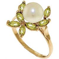 pearl and peridot ivy ring 265ctw in 9ct gold