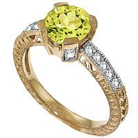 Peridot and Diamond Renaissance Ring 1.5ct in 9ct Gold