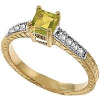 Peridot and Diamond Shoulder Set Ring 0.5ct in 9ct Gold