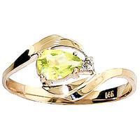 Peridot and Diamond Flare Ring 0.5ct in 9ct Gold