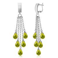 Peridot Droplet Briolette Earrings 7.3ctw in 9ct White Gold